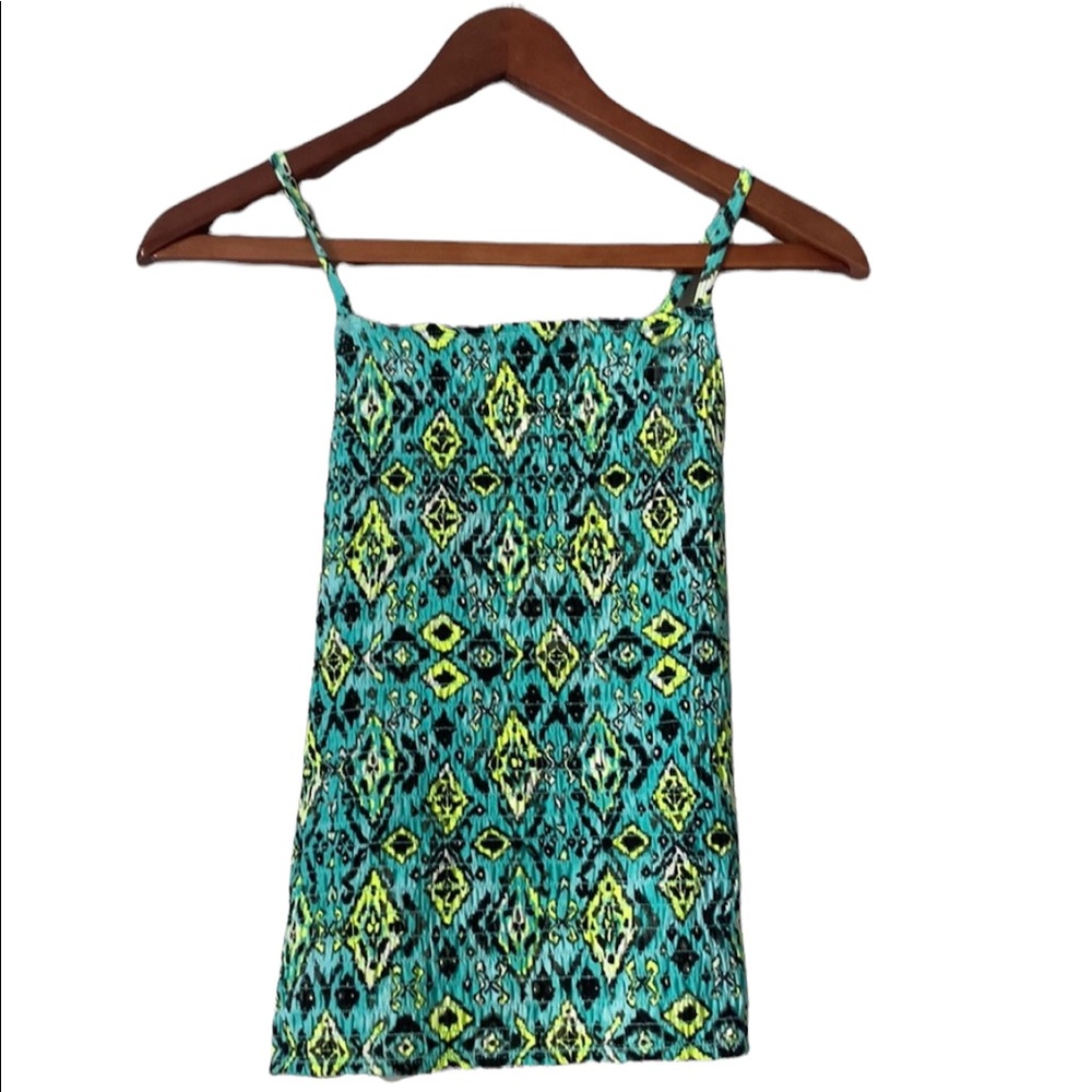 4/$20!!! Girls’ Justice Turquoise and Green Smocked Tank Top